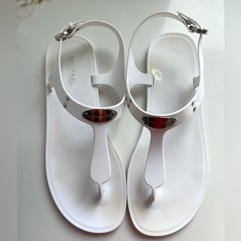 MICHAEL Michael Kors Plate Jelly Thong Sandals as 10